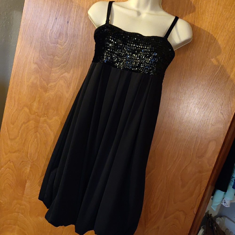 Black sequin top bubble dress